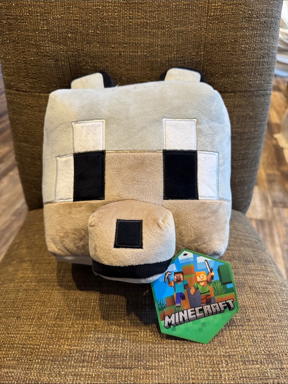 Minecraft wolf plush backpack NWT